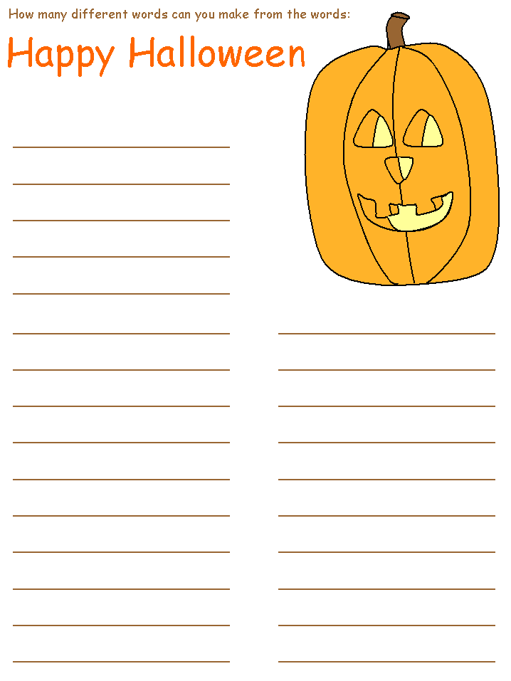 Halloween Word Mine Worksheet