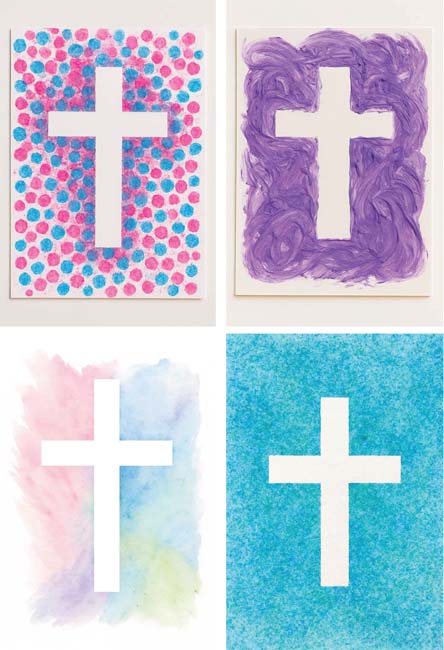 painter's tape resist art of a cross