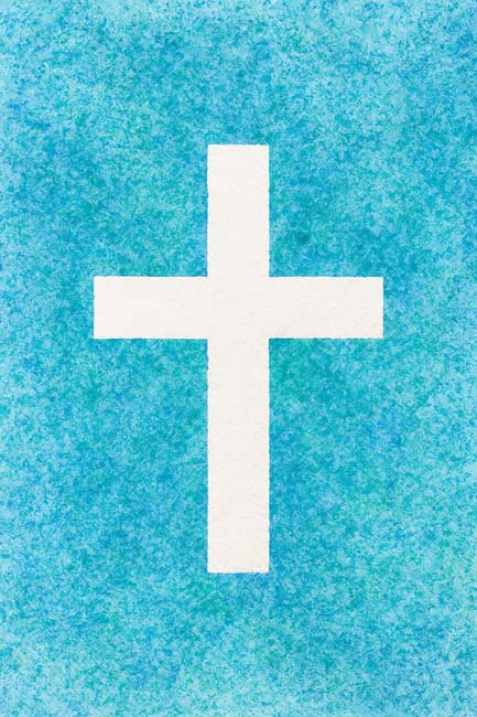 painter's tape resist cross craft done in a sponge paint style