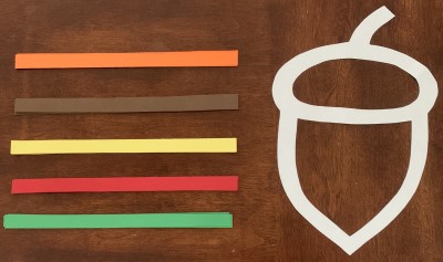 Cut out the acorn and paper strips