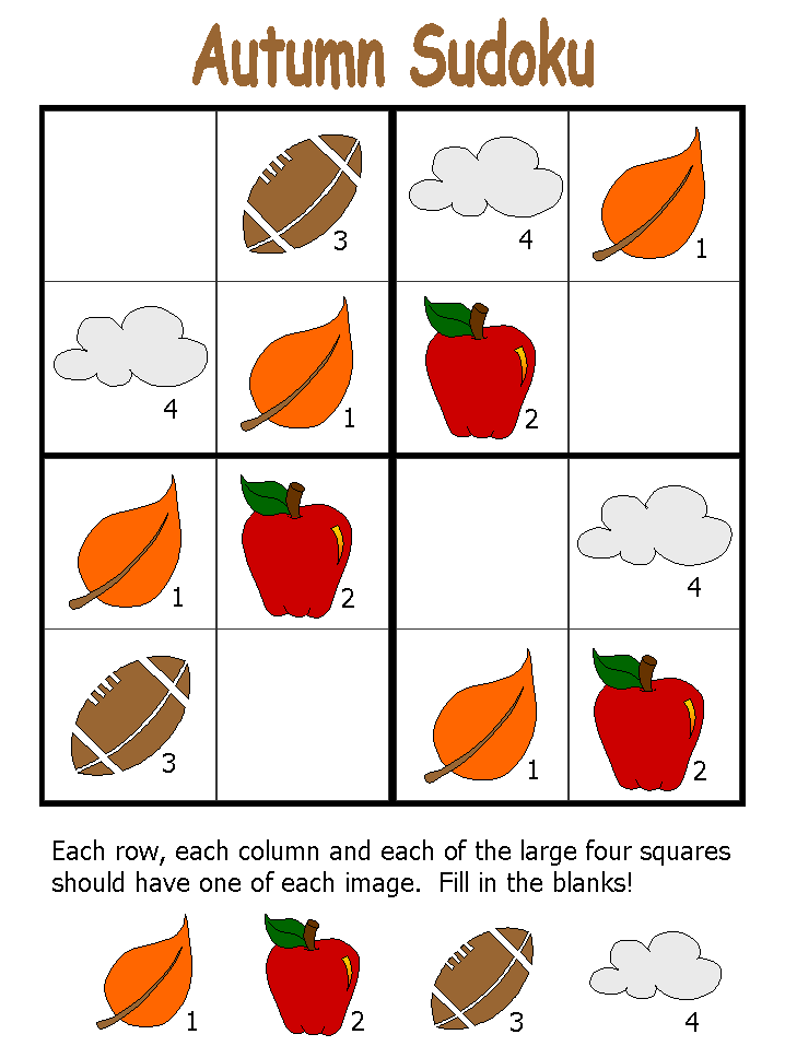 printable Autumn Sudoku Puzzle