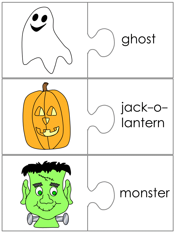 Halloween jigsaw word match