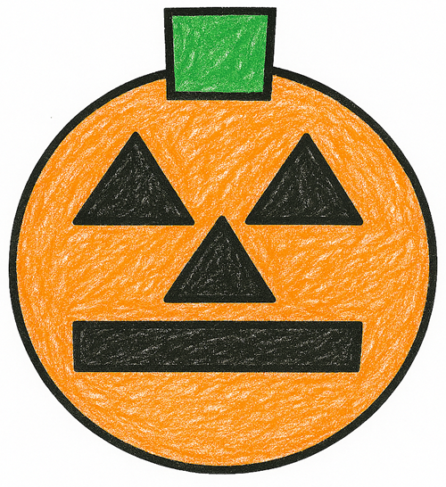 finished shapes practice jack-o-lantern craft for preschoolers
