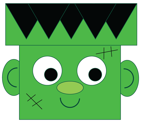 finished Frankenstein Shapes Paper Craft