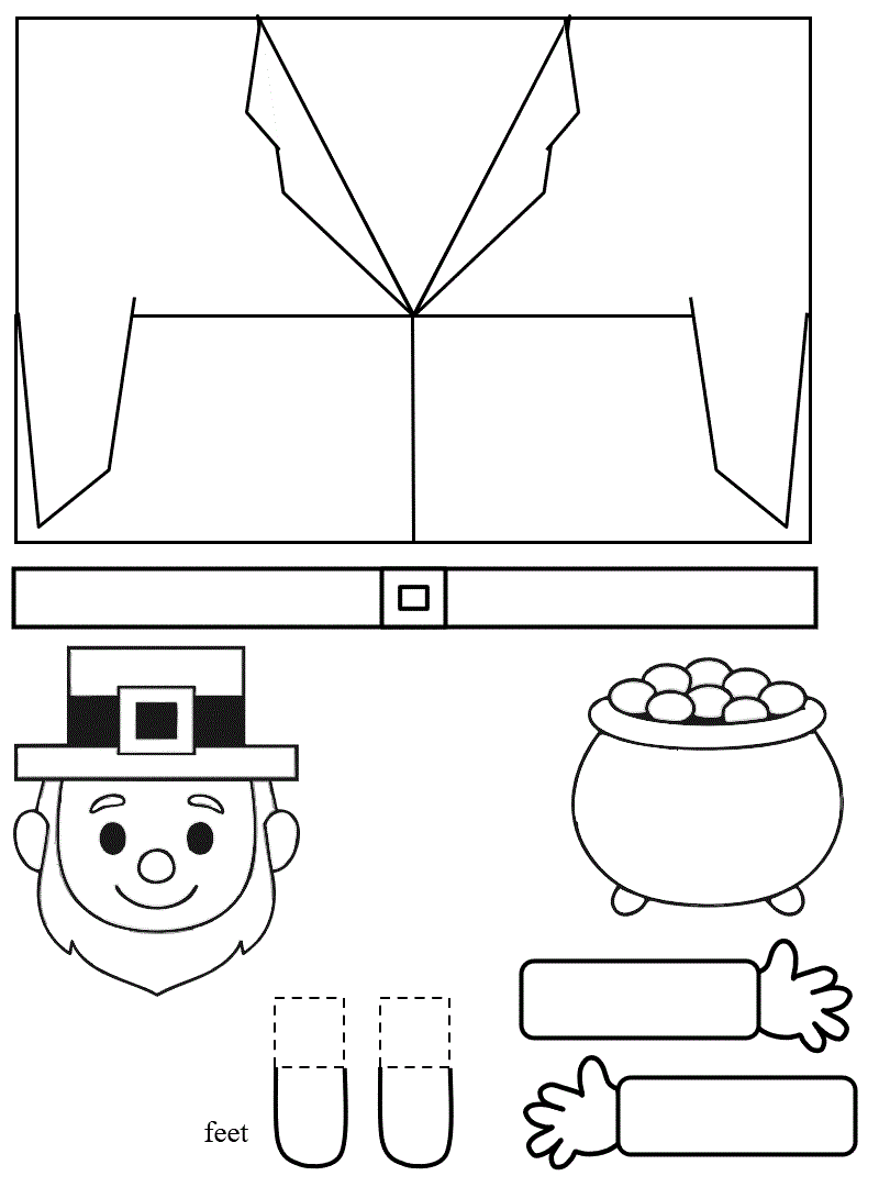 free printable black and white template for the leprechaun toilet paper roll craft