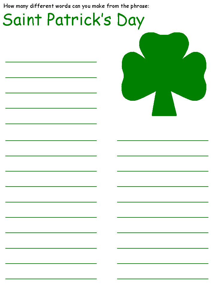 st patrick's day word mine