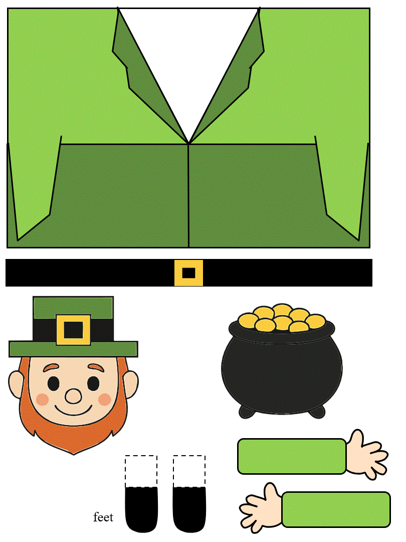 free printable color template for the leprechaun toilet paper roll craft