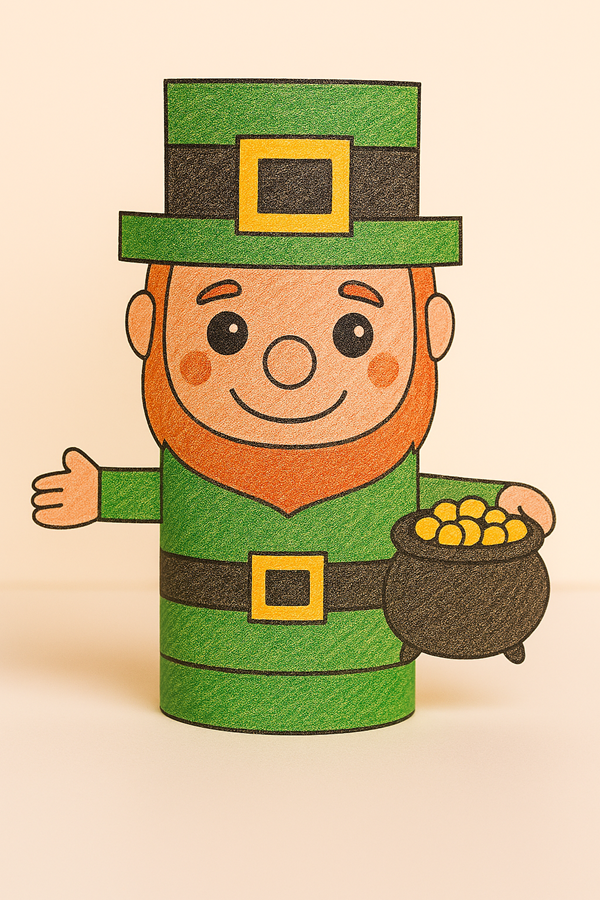 photo of the finished leprechaun toilet paper roll craft