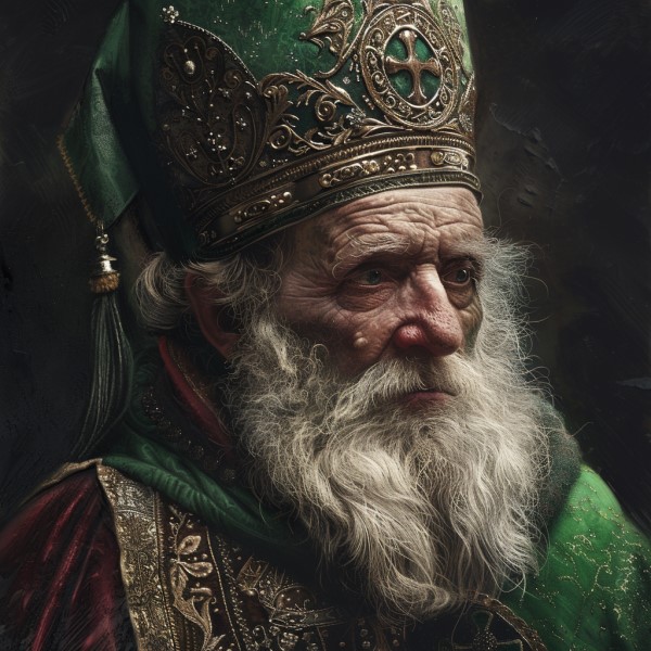photo of someone dressed as the elderly Saint Patrick
