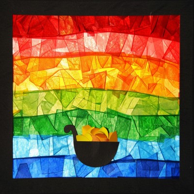 stained glass pot of gold at the end of a rainbow craft
