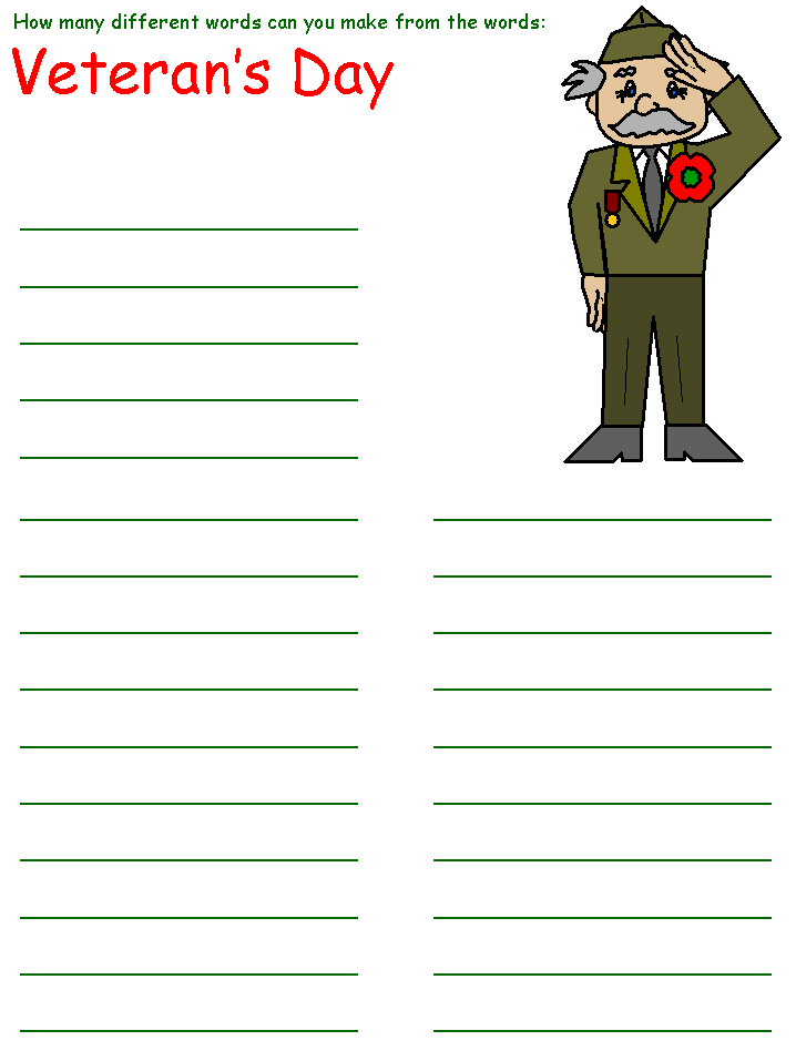 printable veteran's day word mining puzzle