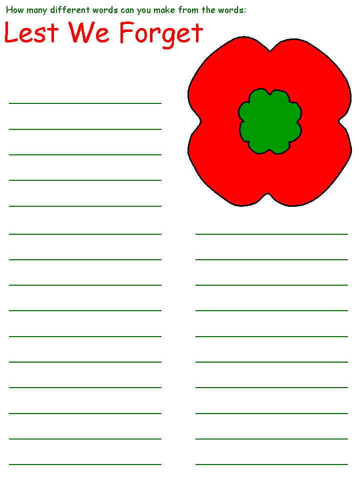 printable lest we forget word mining puzzle