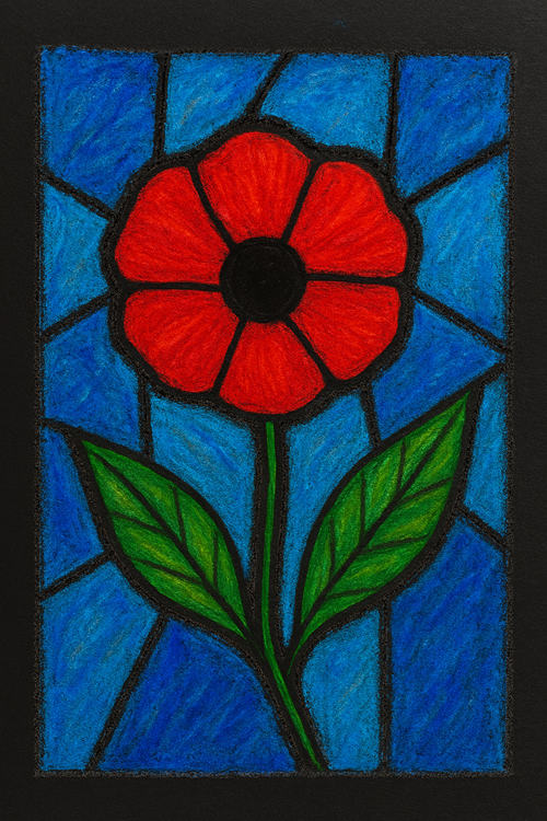 oil pastel stained glass poppy craft