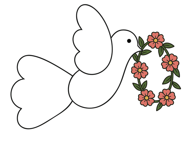 dove and flower garland paper craft