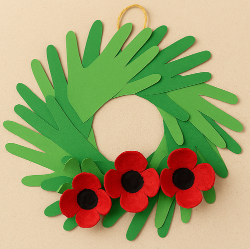 handprint poppy wreath