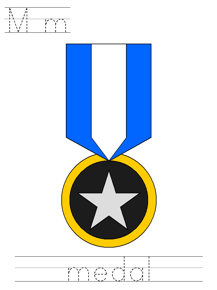 Mm medal block print tracer page