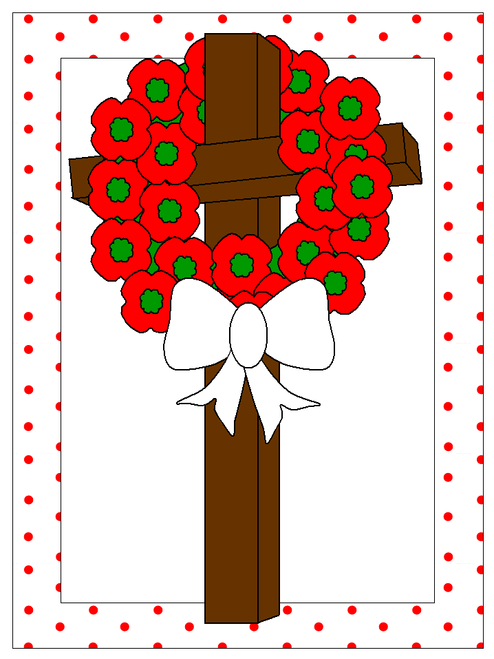 poppy wreath and cross coloring page