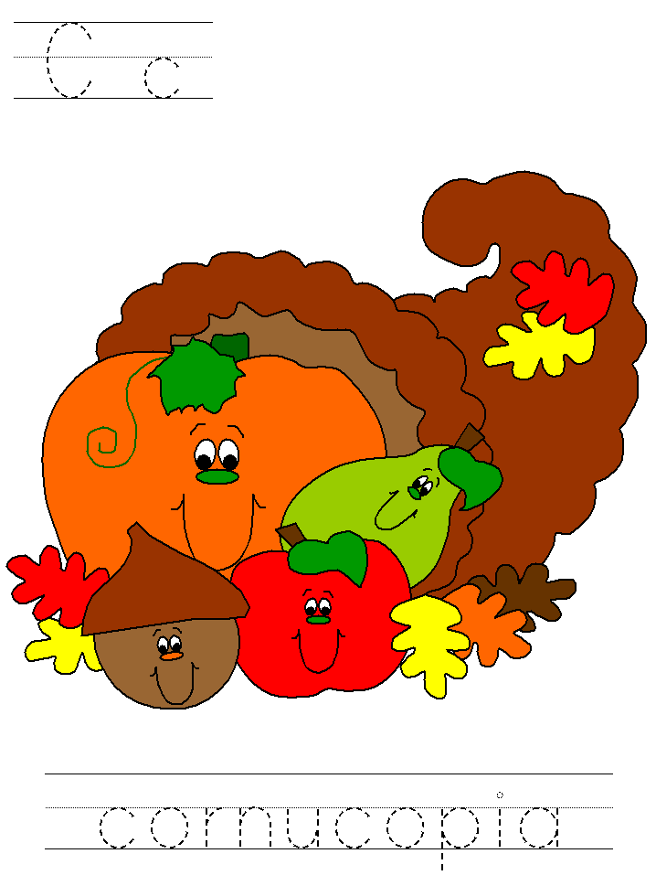 Cc is for cornucopia learn to print tracer page