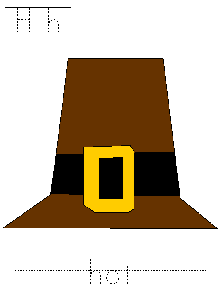 Thanksgiving tracer page for the letter H with hat