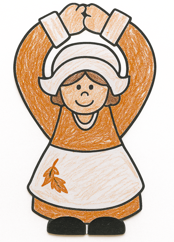 finished printable pilgrim girl doorknob hanger craft for kids
