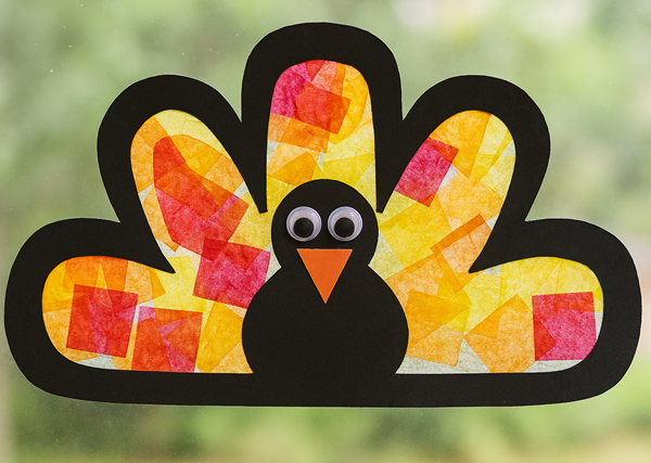 stained glass turkey craft for kids