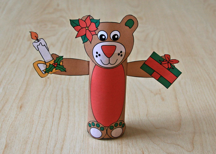 Christmas Bear toilet paper roll craft