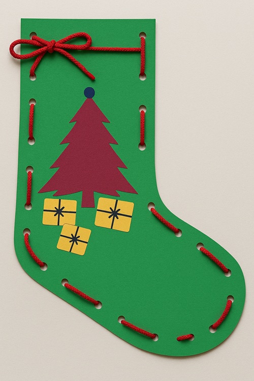 Christmas Tree on a Stocking Lacing craft