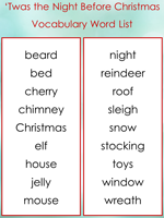 Twas the Night Before Christmas Vocabulary words