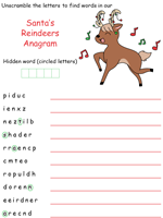 Santa's Reindeer Anagram Puzzles