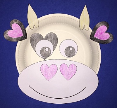 heart cow paper plate craft