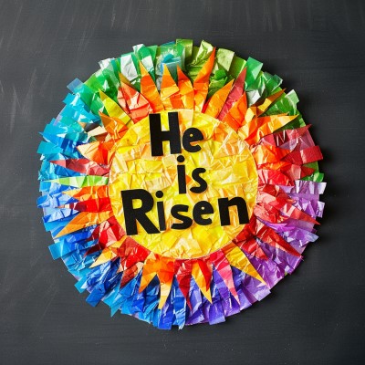 tissue paper he is risen wall hanging