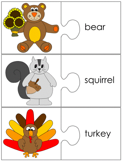 autumn jigsaw word match