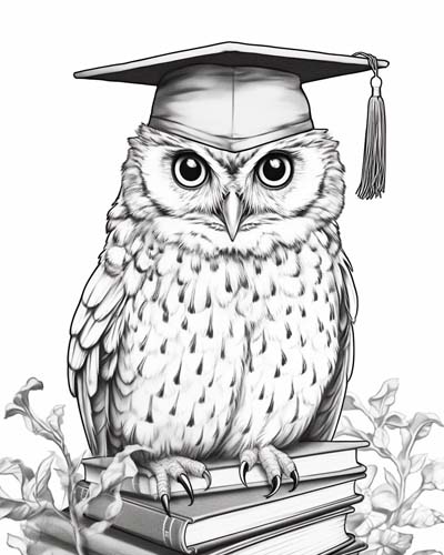 owl graduation coloring page