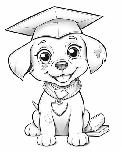 Puppy graduation coloring page