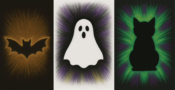 Finished Chalk Pastel Stencil Art - Halloween Bat, Cat or Ghost