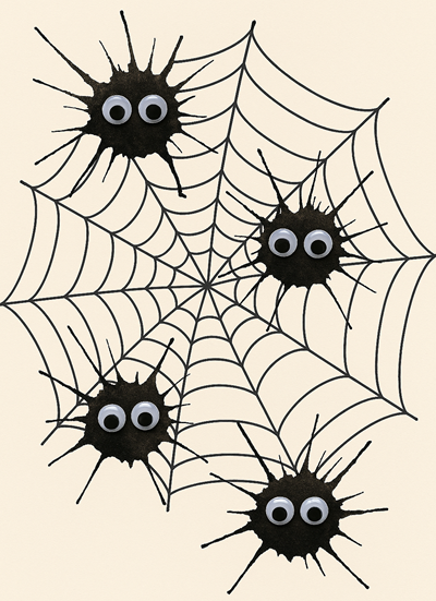 Finished spider themed straw blowing craft