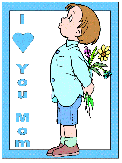 mother's day coloring page of a son with flowers