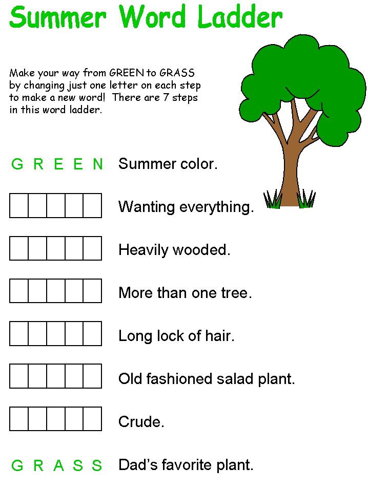 summer word ladders