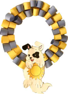 Summer wreath craft for kids - dog and sun