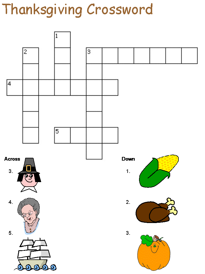 printable Thanksgiving picture crossword puzzle
