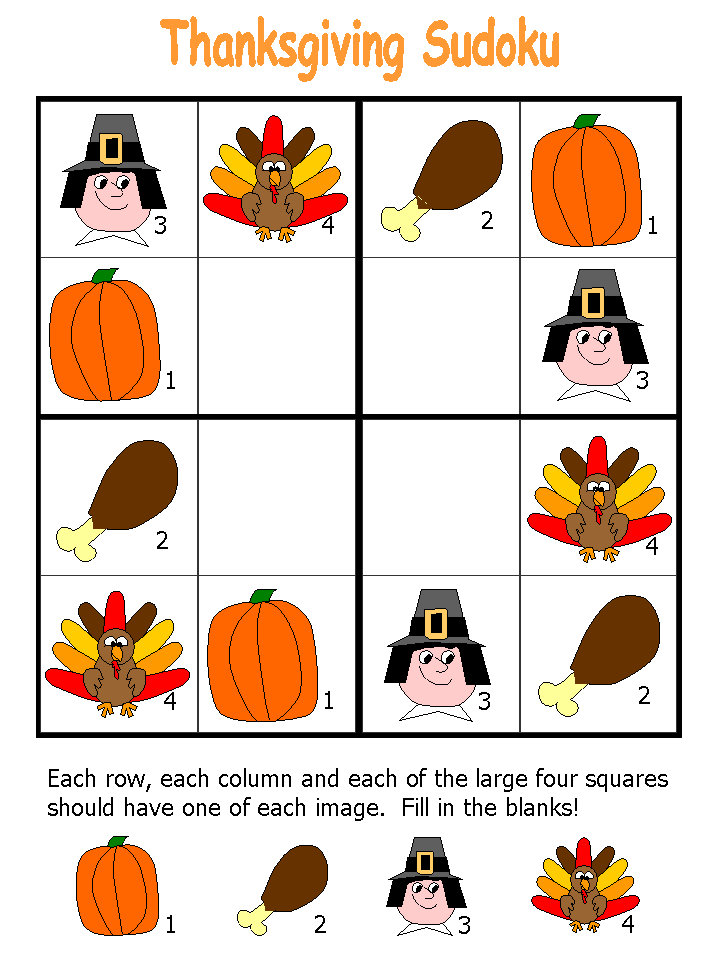 easy Thanksgiving Sudoku Puzzle