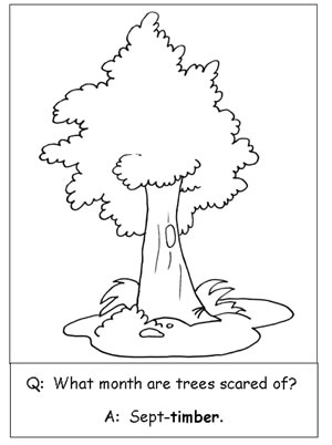 riddle coloring page of a tree