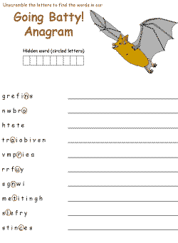 Bat Anagram Worksheet